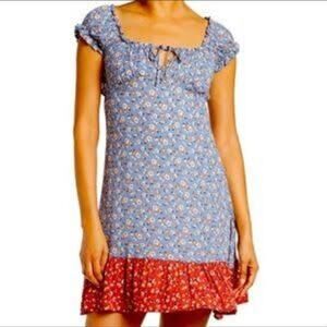 NWT Luna Chix Twin Floral Print Dress  Puff Sleeve Keyhole Neck Size M